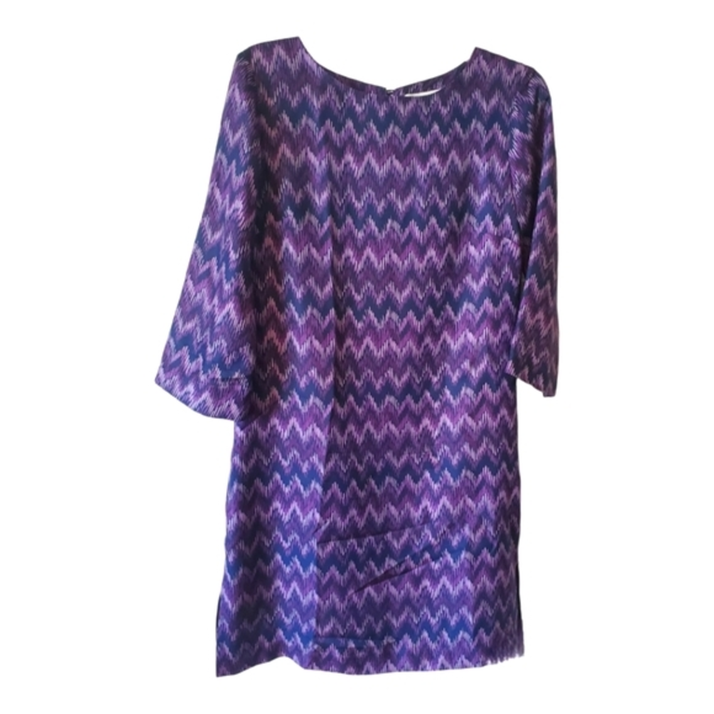 Elizabeth‎ McKay purple Chevron silk dress